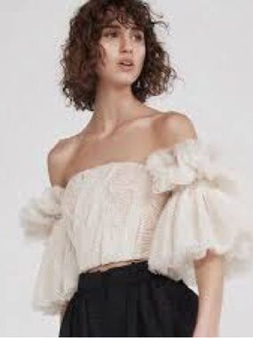 Muse Blush Puff Sleeve Tube Top